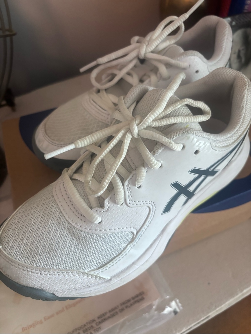 ASICS White Kids Sneakers with Gray Logo Accents